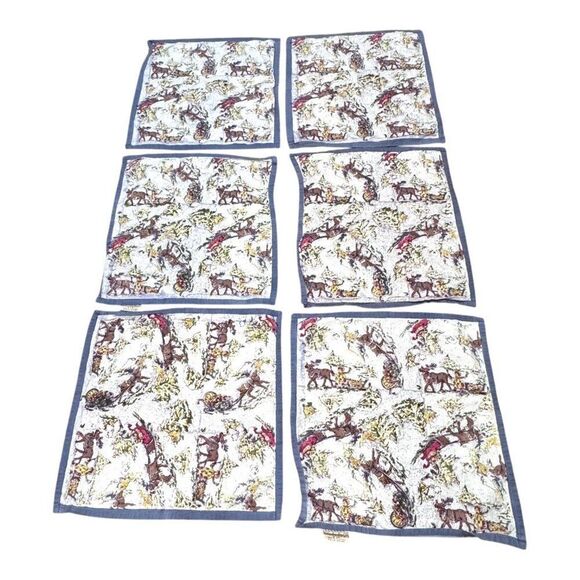 Couleur Nature Handmade 100% Cotton Napkins Set Of 6 19" Christmas Snow Sleigh - Picture 1 of 4